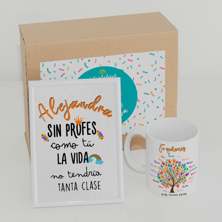 Pack regalo Lámina y taza personalizadas El mejor profe eres tú