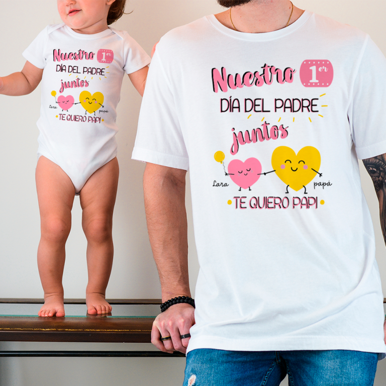 Camiseta y body Nuestro primer día del padre juntos Papá y bebé