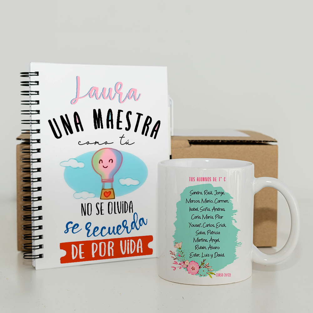 Taza Personalizada Profesora con Nombre y Foto Rosa/Mint - La Vida Es Algo  Más